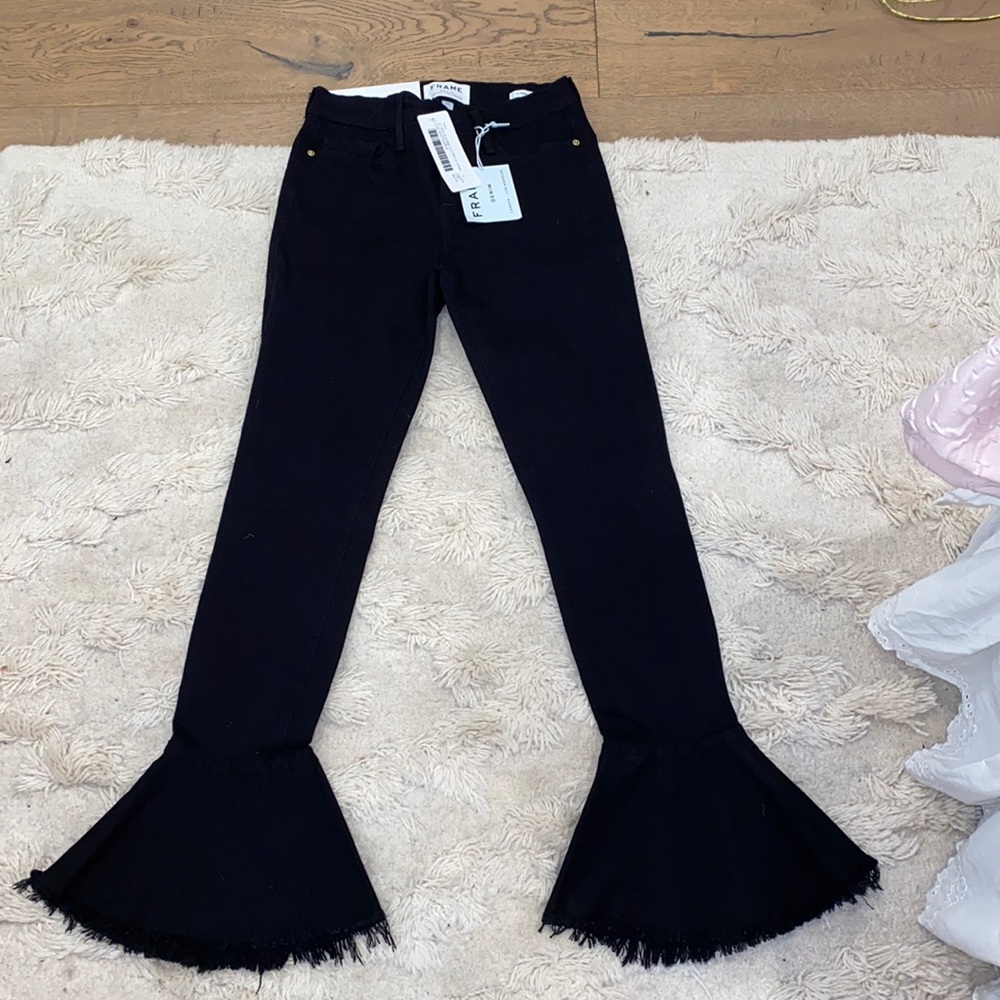 NWT Frame denim mid rise skinny fit black flare